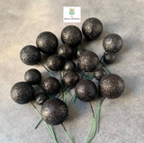 Black Glitter Faux Balls Cake Toppers