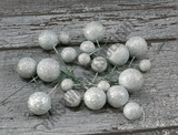 Silver Glitter Faux Balls Cake Toppers