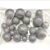 Silver Glitter Faux Balls Cake Toppers