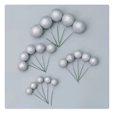 Silver Glitter Faux Balls Cake Toppers