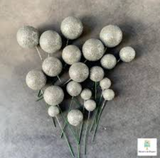 Silver Glitter Faux Balls Cake Toppers