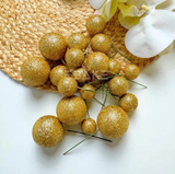Golden Glitter Faux Balls Cake Toppers